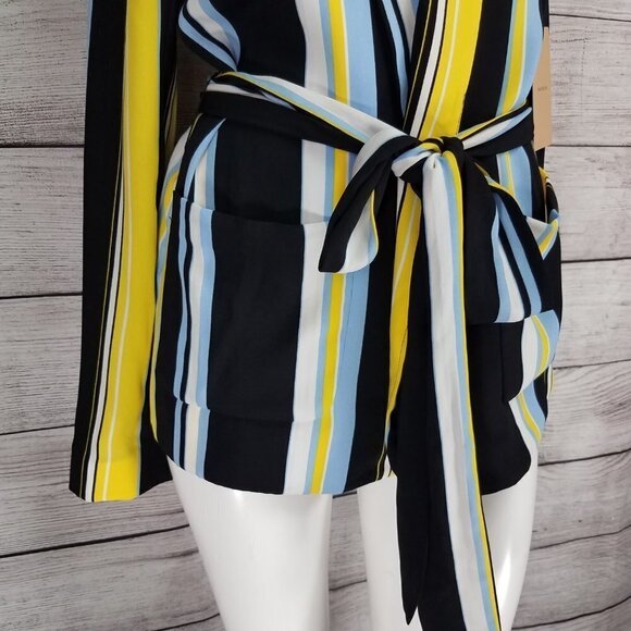 NEW Halogen S Lucinda Tie Waist Lightweight Jacket Multicolored Stripes - Picture 3 of 11